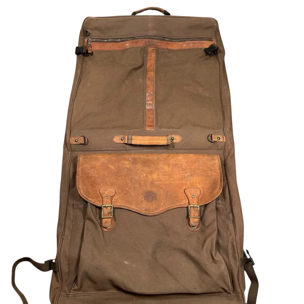 Vintage Cabelas Canvas & Leather Garment Bag Luggage Travel Hunting Outdoor‎